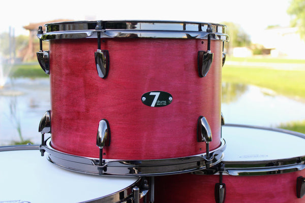 7drums "Texas Series" 4 Piece Kit | Texas Aged Crimson Stain | Black Nickel