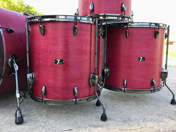 7drums "Texas Series" 4 Piece Kit | Texas Aged Crimson Stain | Black Nickel