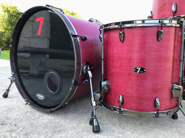 7drums "Texas Series" 4 Piece Kit | Texas Aged Crimson Stain | Black Nickel