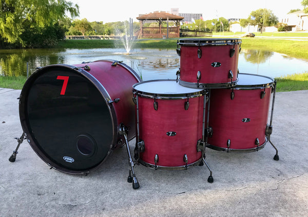 7drums "Texas Series" 4 Piece Kit | Texas Aged Crimson Stain | Black Nickel