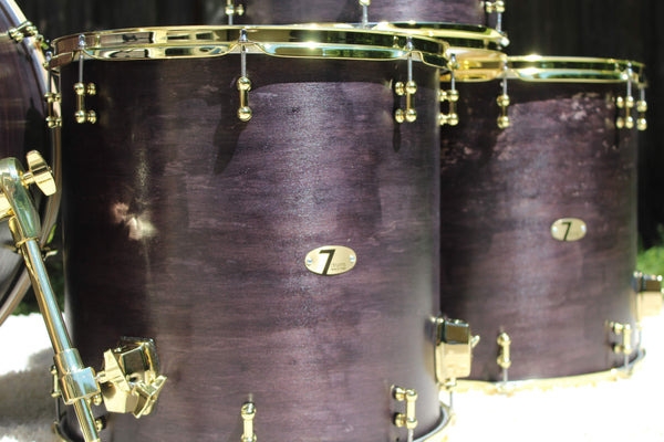7drums "Texas Series" 4 Piece Kit | Texas Aged Ebony Stain | Brass
