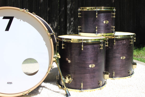 7drums "Texas Series" 4 Piece Kit | Texas Aged Ebony Stain | Brass