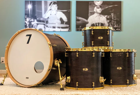 7drums "Texas Series" 4 Piece Kit | Texas Aged Ebony Stain | Brass