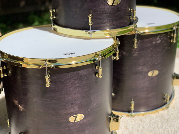7drums "Texas Series" 4 Piece Kit | Texas Aged Ebony Stain | Brass