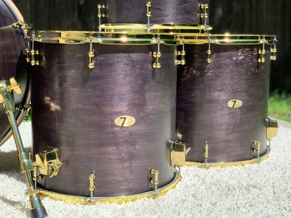 7drums "Texas Series" 4 Piece Kit | Texas Aged Ebony Stain | Brass