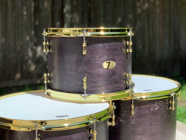 7drums "Texas Series" 4 Piece Kit | Texas Aged Ebony Stain | Brass