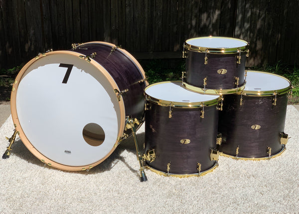 7drums "Texas Series" 4 Piece Kit | Texas Aged Ebony Stain | Brass