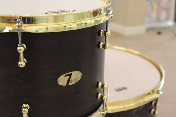 7drums "Texas Series" 4 Piece Kit | Texas Aged Ebony Stain | Brass