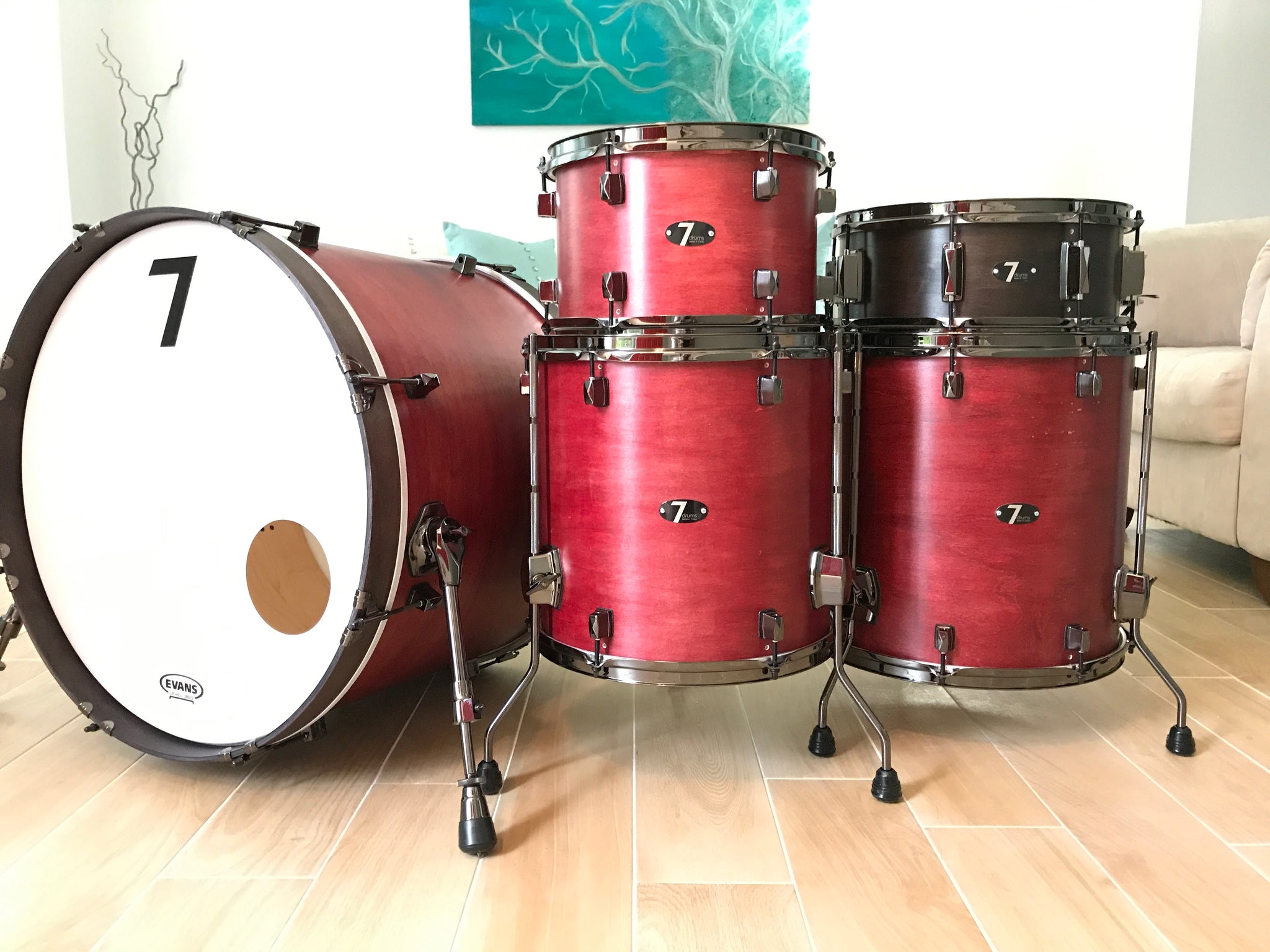7drums 5 Piece Kit | Texas Aged Crimson Stain | Black Nickel