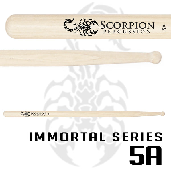 Scorpion Percussion Immortal Series 5A Ball Tip - Natural Finish