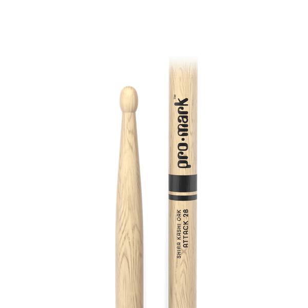 Promark Classic Attack 2B Shira Kashi Oak Drumstick, Oval Wood Tip