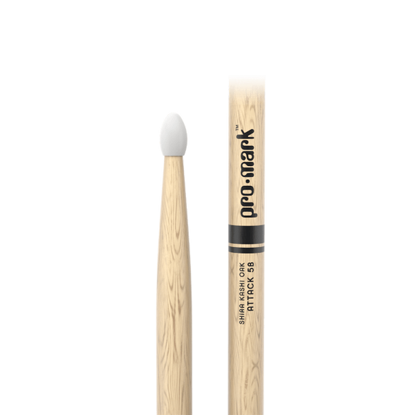 Promark Classic Attack 5B Shira Kashi Oak Drumstick, Oval Nylon Tip
