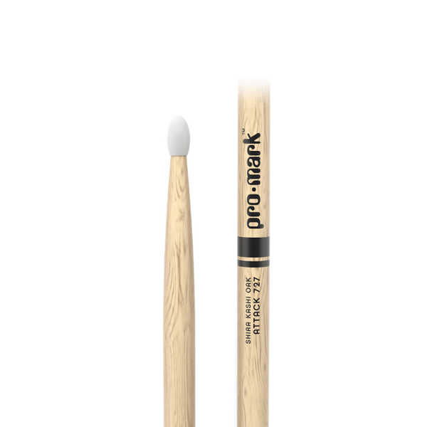Promark Classic Attack 727 Shira Kashi Oak Drumstick, Oval Nylon Tip