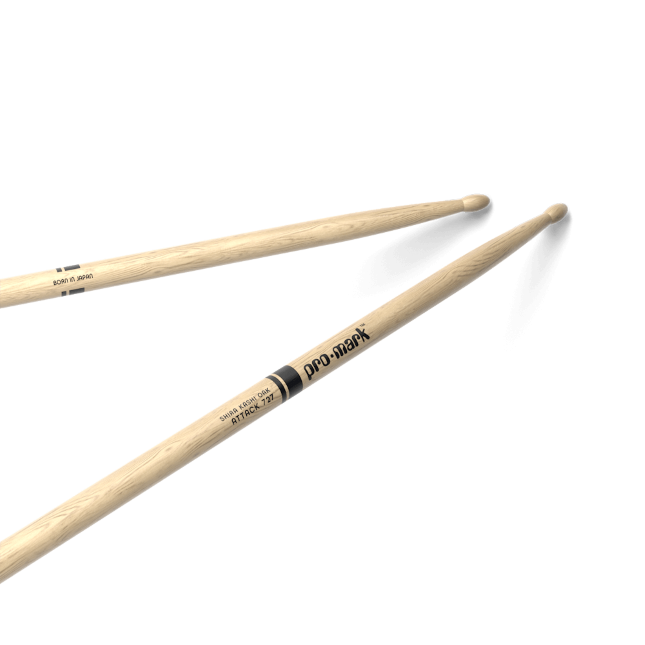 Promark Classic Attack 727 Shira Kashi Oak Drumstick, Oval Wood Tip