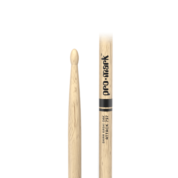 Promark Classic Attack 727 Shira Kashi Oak Drumstick, Oval Wood Tip