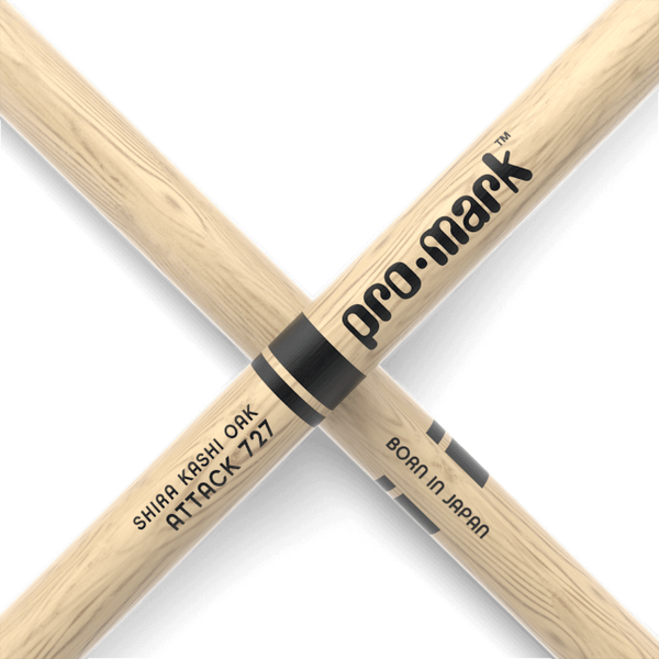 Promark Classic Attack 727 Shira Kashi Oak Drumstick, Oval Wood Tip