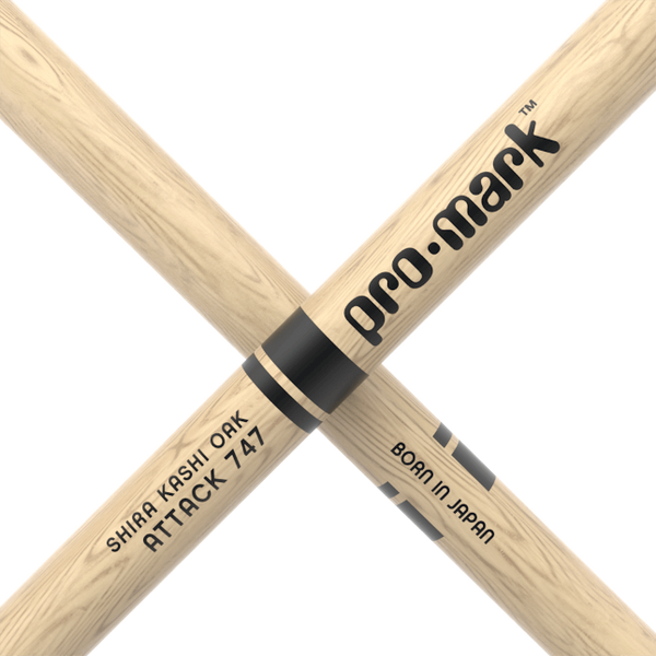 Promark Classic Attack 747 Shira Kashi Oak Drumstick, Oval Nylon Tip