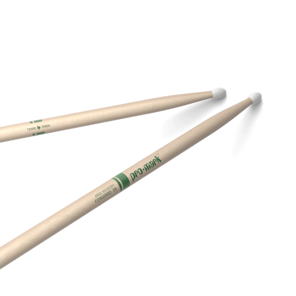Promark Classic Forward 2B Raw Hickory Drumstick, Oval Nylon Tip