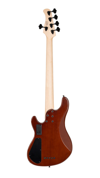 Cort GBFUSION5ABB GB Series Fusion 5 String Bass Guitar Antique Brown Burst