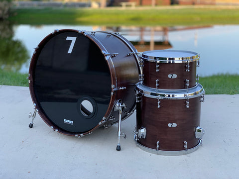7drums "Texas Series" 3 Piece Kit | Texas Aged Rustic Stain | Chrome