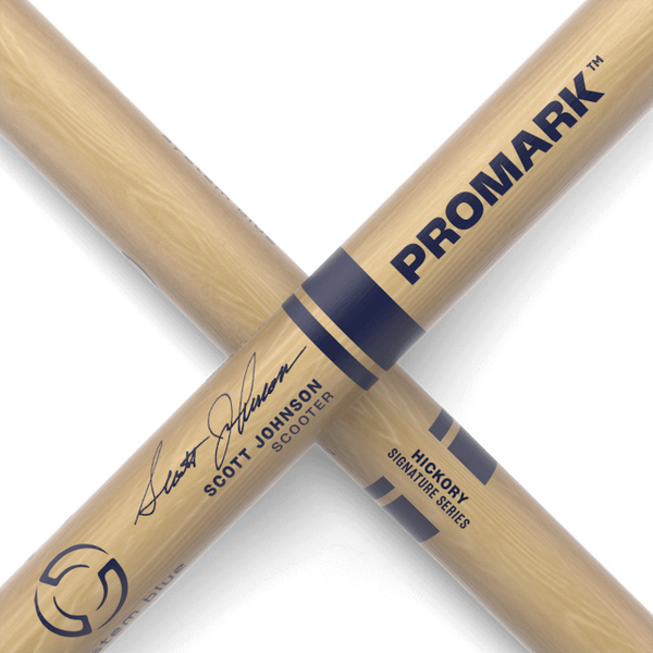 Promark Scott Johnson Scooter Hickory Marching Drumstick, Wood Tip