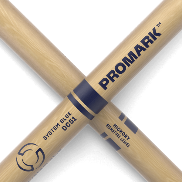 Promark System Blue DC51 Hickory Marching Drumstick, Wood Tip