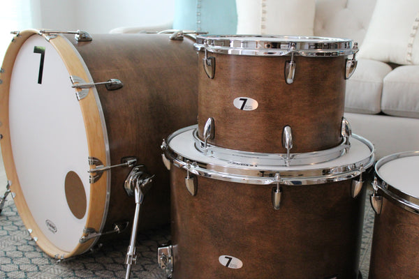 7drums "Texas Series" 4 Piece Kit | Texas Aged Rustic Stain | Die Cast Chrome