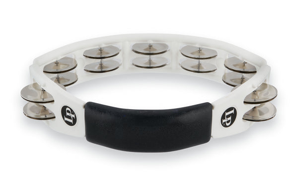 Latin Percussion LP152 Cyclops Handheld Tambourine - White with Steel Jingles