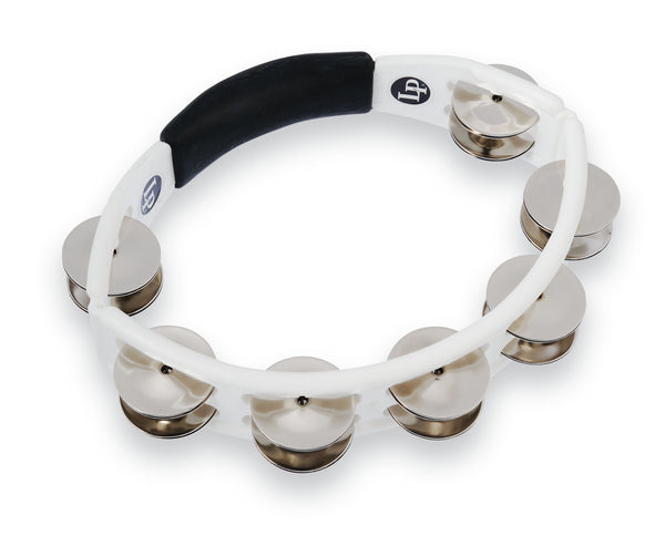 Latin Percussion LP152 Cyclops Handheld Tambourine - White with Steel Jingles