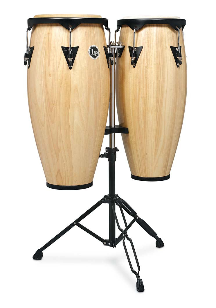 Latin Percussion LP City Series 10" and 11" Conga Set with Double Stand - Natural Gloss
