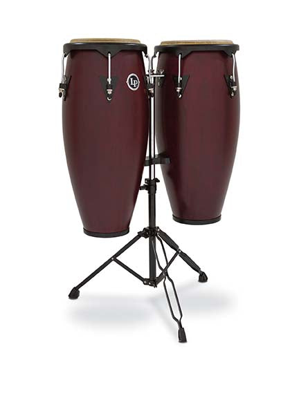 Latin Percussion LP City Series 10" and 11" Conga Set with Double Stand - Dark Wood