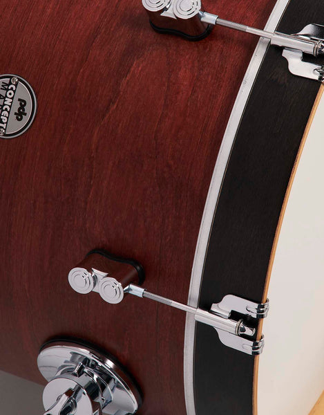PDP PDCC1803OB Concept Classic 3-Piece Bop Drum Shell Pack, 18" Kick - Ox Blood with Ebony Hoops