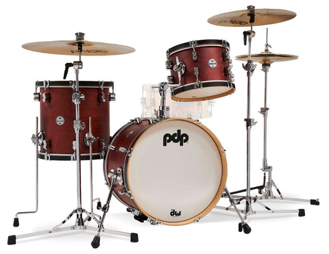 PDP PDCC1803OB Concept Classic 3-Piece Bop Drum Shell Pack, 18" Kick - Ox Blood with Ebony Hoops