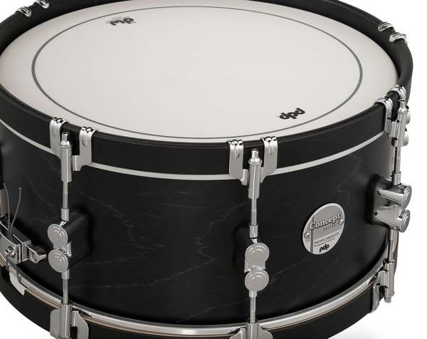 PDP PDCC6514SSEE Concept Classic Ebony Stain Snare Drum with Ebony Stain Wood Hoops, 6.5x14