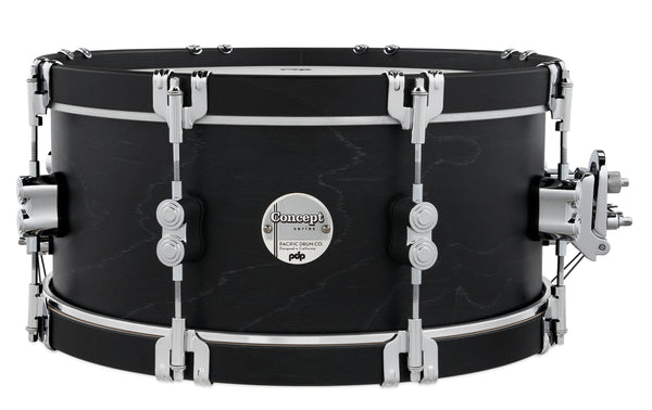 PDP PDCC6514SSEE Concept Classic Ebony Stain Snare Drum with Ebony Stain Wood Hoops, 6.5x14