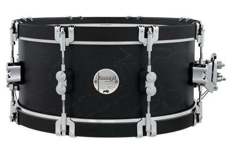 PDP PDCC6514SSEE Concept Classic Ebony Stain Snare Drum with Ebony Stain Wood Hoops, 6.5x14