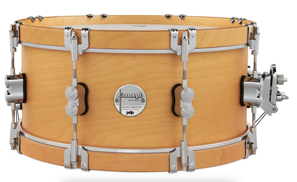 PDP PDCC6514SSNN Concept Classic Natural Stain Snare Drum with Natural Stain Wood Hoops, 6.5x14