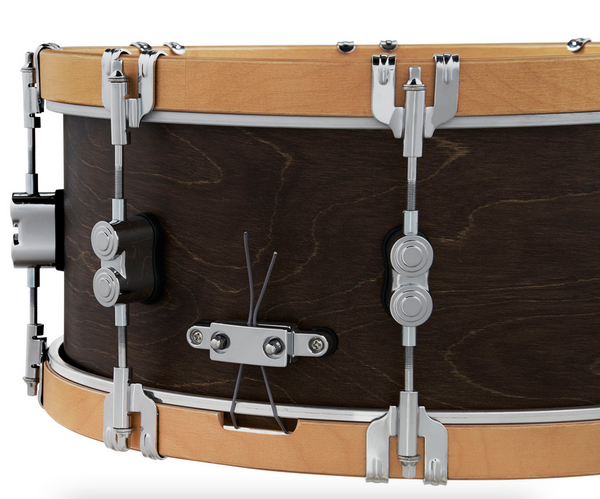 PDP PDCC6514SSWN Concept Classic Walnut Stain Snare Drum with Natural Stain Wood Hoops, 6.5x14
