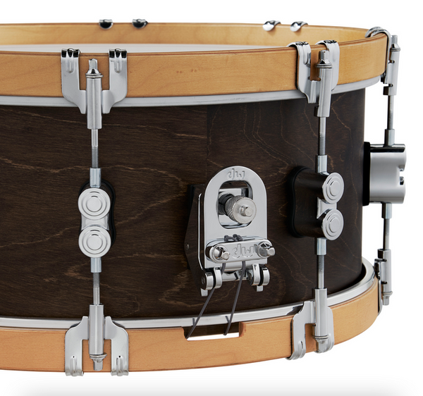 PDP PDCC6514SSWN Concept Classic Walnut Stain Snare Drum with Natural Stain Wood Hoops, 6.5x14