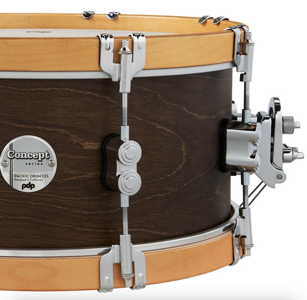 PDP PDCC6514SSWN Concept Classic Walnut Stain Snare Drum with Natural Stain Wood Hoops, 6.5x14