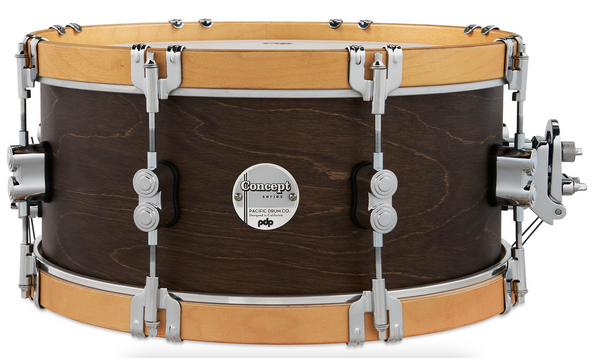 PDP PDCC6514SSWN Concept Classic Walnut Stain Snare Drum with Natural Stain Wood Hoops, 6.5x14