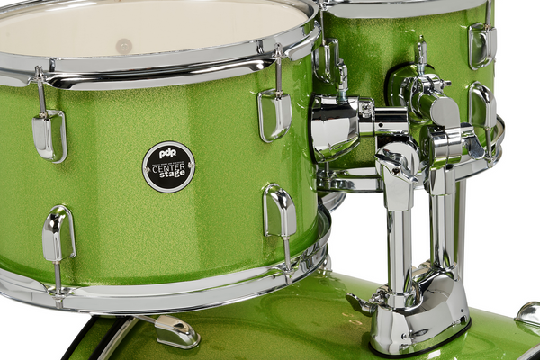 PDP PDCE2015KTEL Center Stage Electric Green Sparkle 5pc Kit, 20" Kick, Hardware, Cymbals & Throne Included