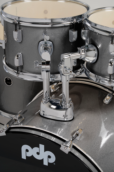 PDP PDCE2015KTSS Center Stage Silver Sparkle 5-Piece Kit, 20" Kick, Hardware, Cymbals & Throne Included