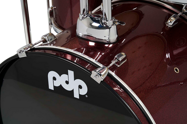 PDP PDCE2215KTRR Center Stage Ruby Red Sparkle 5-Piece Kit, 22" Kick, Hardware, Cymbals & Throne Included