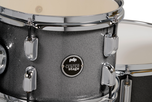 PDP PDCE2215KTSS Center Stage Silver Sparkle 5-Piece Kit, 22" Kick, Hardware, Cymbals & Throne Included
