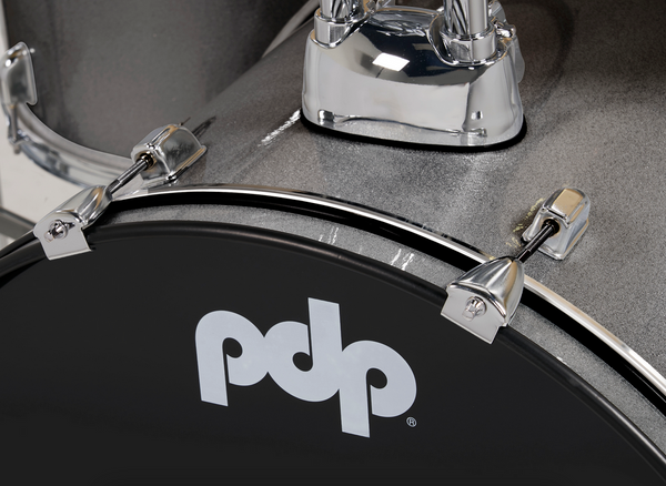 PDP PDCE2215KTSS Center Stage Silver Sparkle 5-Piece Kit, 22" Kick, Hardware, Cymbals & Throne Included