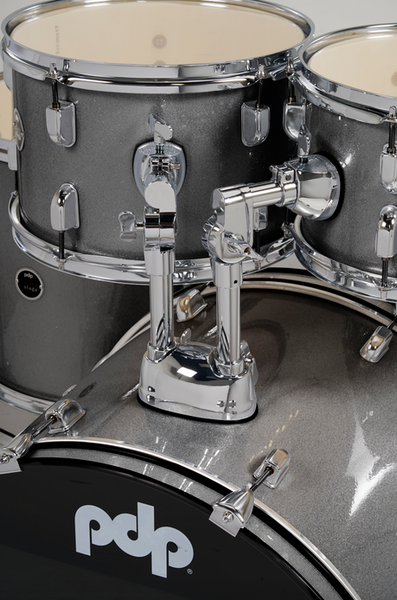PDP PDCE2215KTSS Center Stage Silver Sparkle 5-Piece Kit, 22" Kick, Hardware, Cymbals & Throne Included