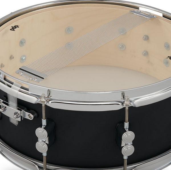PDP PDCM5514SSBK Concept Maple Snare Drum Satin Black Finish Ply with Chrome Hardware, 5.5x14