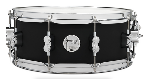 PDP PDCM5514SSBK Concept Maple Snare Drum Satin Black Finish Ply with Chrome Hardware, 5.5x14