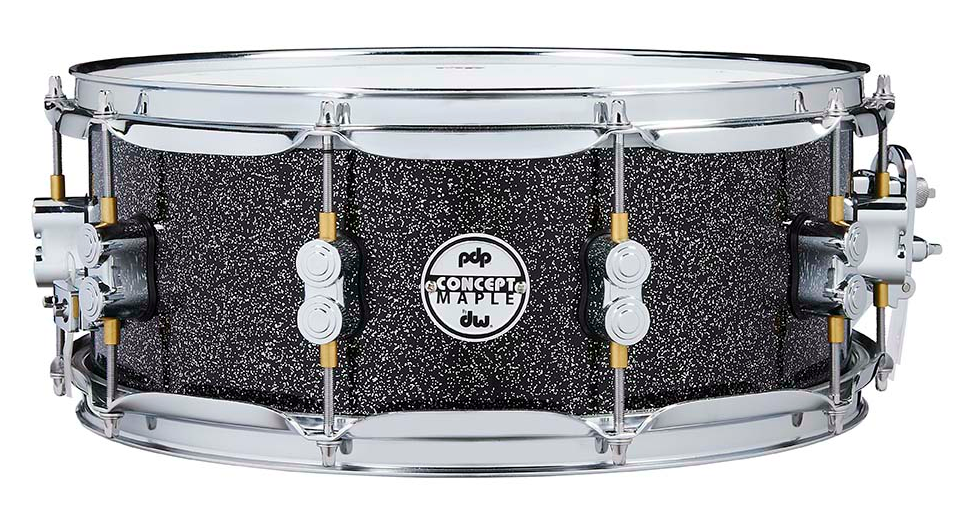 PDP PDCM5514SSBP Concept Series Maple Snare Drum, Black Sparkle with Chrome Hardware, 5.5x14